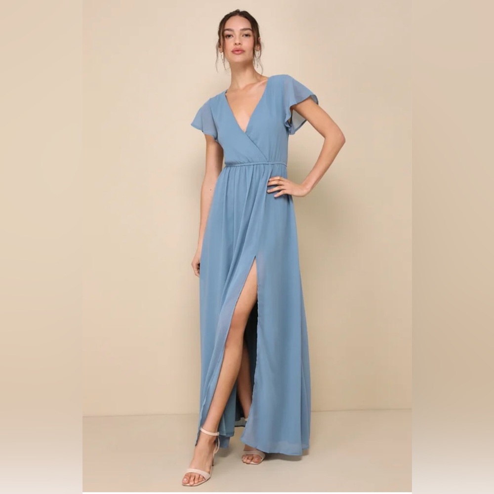 Lulu's Blue Maxi Prom Dress